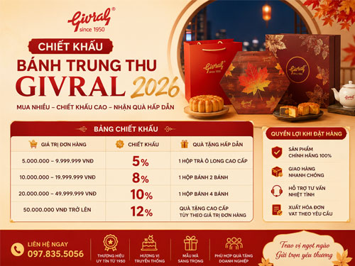 Bảng giá và mẫu hộp bánh trung thu givral 2026