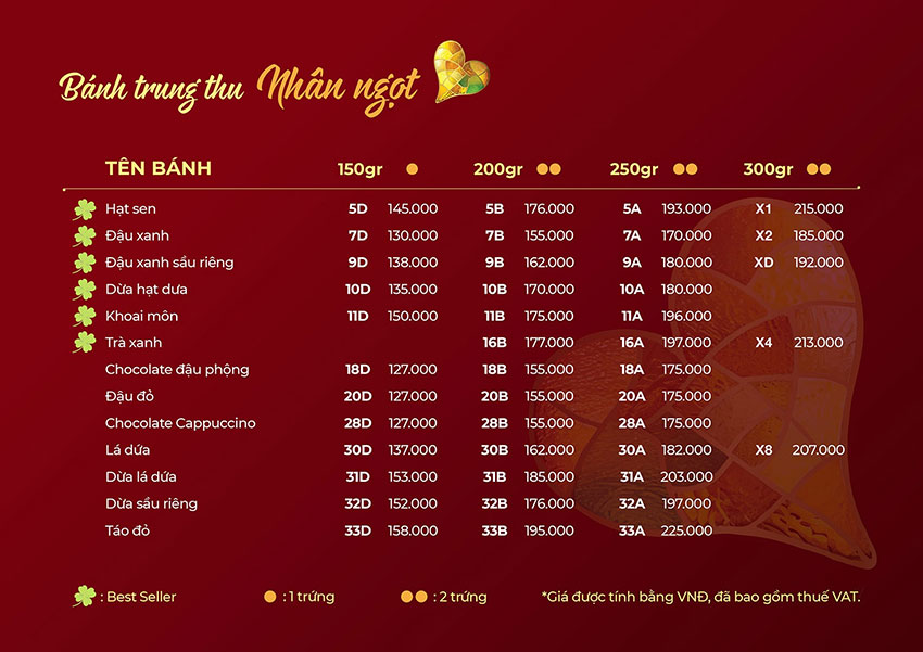 bánh trung thu givral nhân ngọt